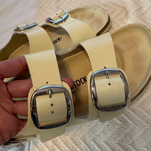 Birkenstock Milano Big Buckle Cream Sandals with Silver Size 40 - Picture 7 of 12